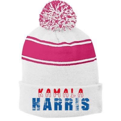 Kamala Harris 2024 For The People Kamala For President Stripe Pom Pom Beanie