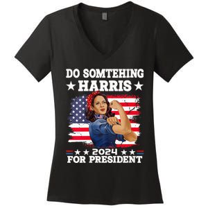 Kamala Harris 2024 Election Michelle Obama Do Something! Women's V-Neck T-Shirt