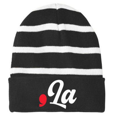 Kamala Harris 2024 President Comma La Striped Beanie with Solid Band