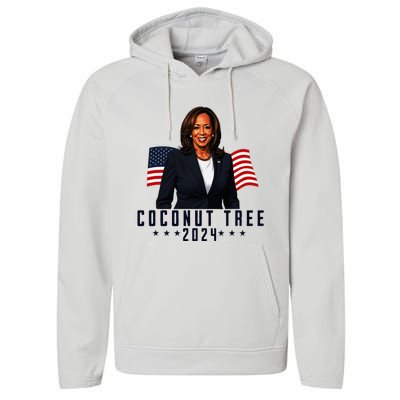 Kamala Harris 2024 Coconut Tree 2024 Vote Elect Kamala 2024 Performance Fleece Hoodie