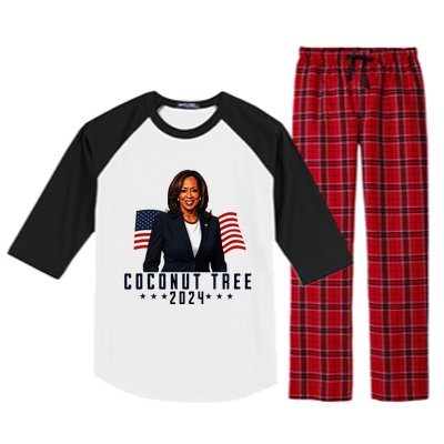 Kamala Harris 2024 Coconut Tree 2024 Vote Elect Kamala 2024 Raglan Sleeve Pajama Set