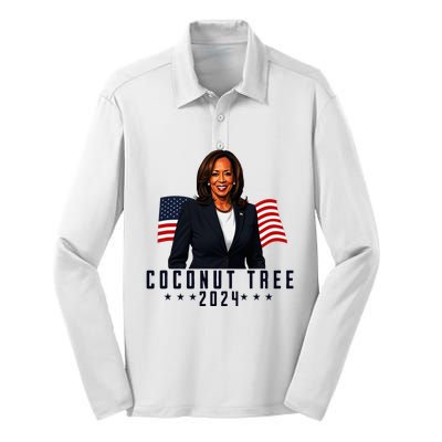 Kamala Harris 2024 Coconut Tree 2024 Vote Elect Kamala 2024 Silk Touch Performance Long Sleeve Polo