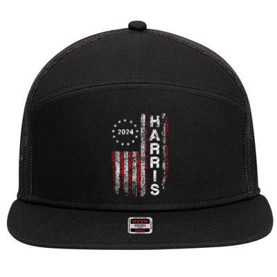 Kamala Harris 2024 For President Campaign Us Flag Vintage 7 Panel Mesh Trucker Snapback Hat