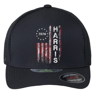 Kamala Harris 2024 For President Campaign Us Flag Vintage Flexfit Unipanel Trucker Cap