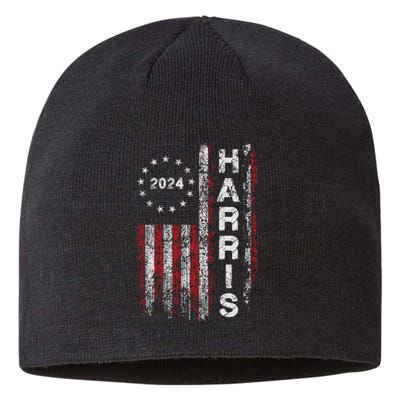 Kamala Harris 2024 For President Campaign Us Flag Vintage Sustainable Beanie