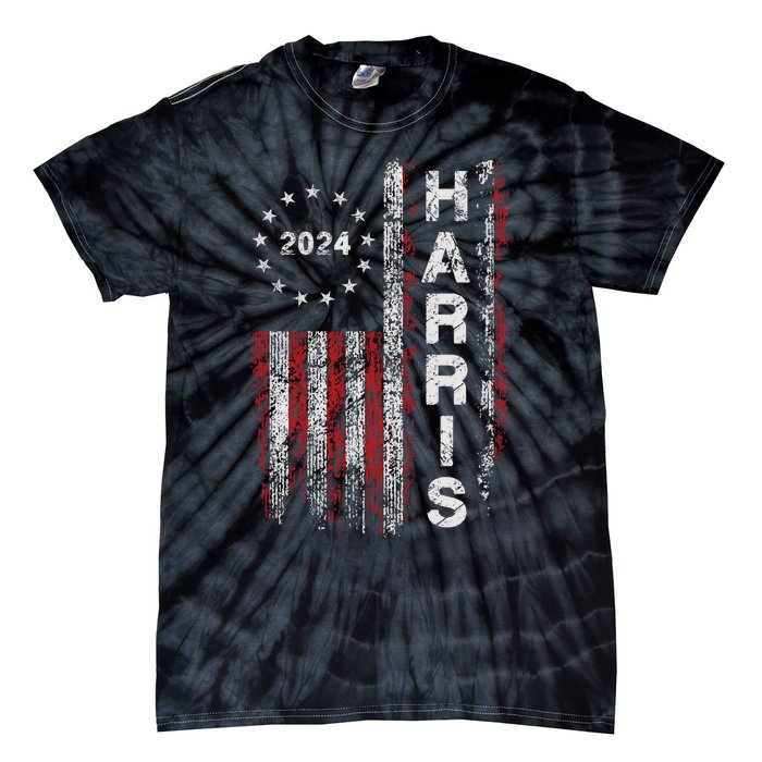 Kamala Harris 2024 For President Campaign Us Flag Vintage Tie-Dye T-Shirt