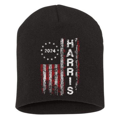 Kamala Harris 2024 For President Campaign Us Flag Vintage Short Acrylic Beanie