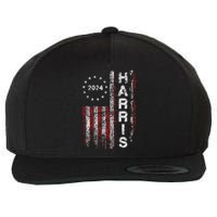 Kamala Harris 2024 For President Campaign Us Flag Vintage Wool Snapback Cap