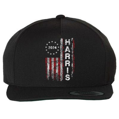 Kamala Harris 2024 For President Campaign Us Flag Vintage Wool Snapback Cap