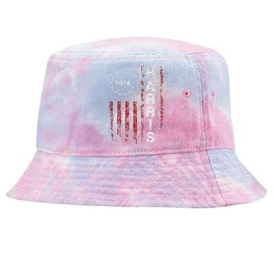 Kamala Harris 2024 For President Campaign Us Flag Vintage Tie-Dyed Bucket Hat