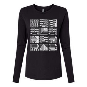 Kamala Harris 2024 Quilted Geometry Lettering Womens Cotton Relaxed Long Sleeve T-Shirt