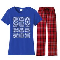 Kamala Harris 2024 Quilted Geometry Lettering Women's Flannel Pajama Set