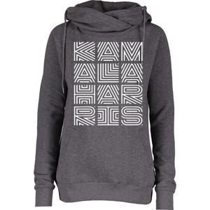 Kamala Harris 2024 Quilted Geometry Lettering Womens Funnel Neck Pullover Hood