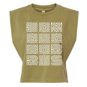 Kamala Harris 2024 Quilted Geometry Lettering Garment-Dyed Women's Muscle Tee