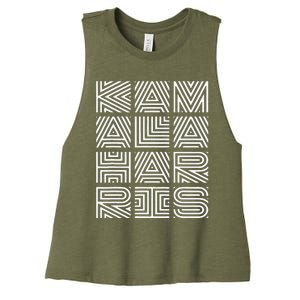 Kamala Harris 2024 Quilted Geometry Lettering Women's Racerback Cropped Tank