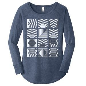 Kamala Harris 2024 Quilted Geometry Lettering Women's Perfect Tri Tunic Long Sleeve Shirt