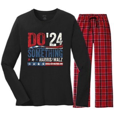 Kamala Harris 2024 Election Michelle Obama Do Something Women's Long Sleeve Flannel Pajama Set 