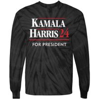 Kamala Harris 24 For President 2024 Election Tie-Dye Long Sleeve Shirt