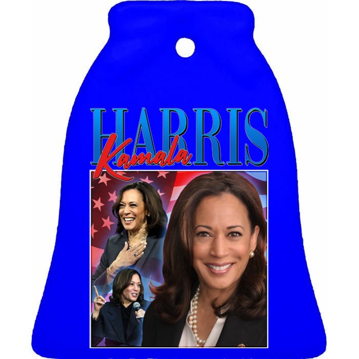 Kamala Harris 2024 Portrait Collage Ceramic Bell Ornament