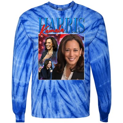 Kamala Harris 2024 Portrait Collage Tie-Dye Long Sleeve Shirt