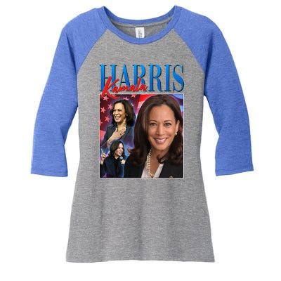 Kamala Harris 2024 Portrait Collage Women's Tri-Blend 3/4-Sleeve Raglan Shirt