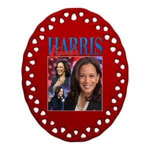 Kamala Harris 2024 Portrait Collage Ceramic Oval Ornament