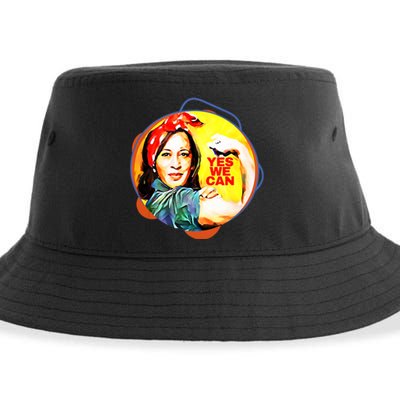 Kamala Harris 2024 Yes We Can Patriotic American Design Sustainable Bucket Hat