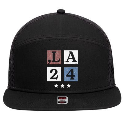 Kamala Harris 2024 Comma La 7 Panel Mesh Trucker Snapback Hat