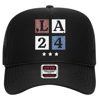 Kamala Harris 2024 Comma La High Crown Mesh Back Trucker Hat