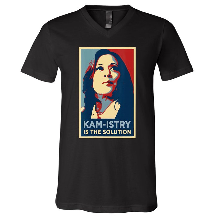 Kamala Harris 2024 Kamistry Is The Solution Cat Ladies Hope V-Neck T-Shirt