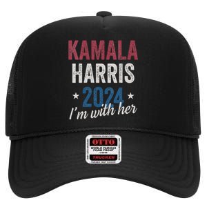 Kamala Harris 2024 Support Im With Her Kamala Harris 2024 High Crown Mesh Back Trucker Hat