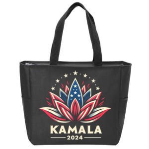 Kamala Harris 2024 Presidential Campaign American Lotus Zip Tote Bag