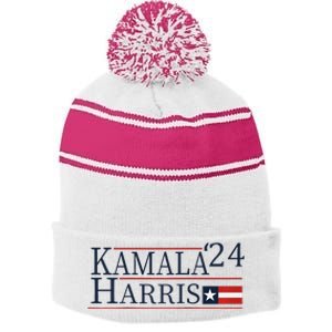 Kamala Harris 2024 Raglan Baseball Stripe Pom Pom Beanie