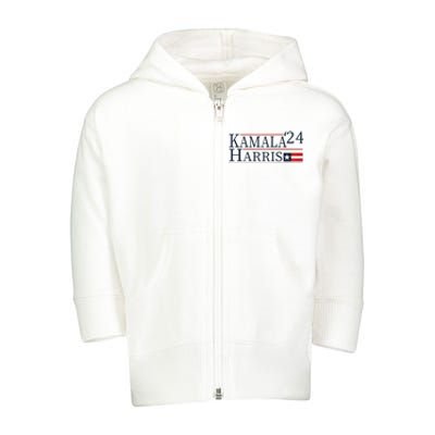 Kamala Harris 2024 Raglan Baseball Toddler Zip Fleece Hoodie