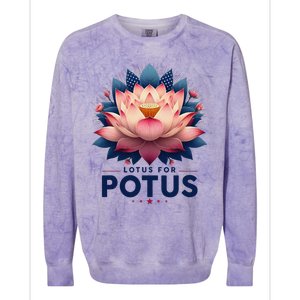 Kamala Harris 2024 Lotus For Potus Trending President Gift Colorblast Crewneck Sweatshirt