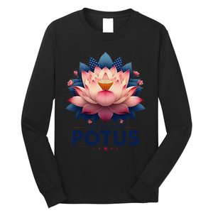 Kamala Harris 2024 Lotus For Potus Trending President Gift Long Sleeve Shirt