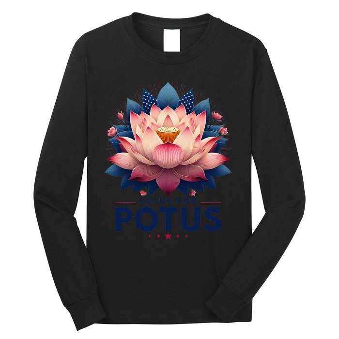 Kamala Harris 2024 Lotus For Potus Trending President Gift Long Sleeve Shirt