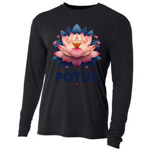 Kamala Harris 2024 Lotus For Potus Trending President Gift Cooling Performance Long Sleeve Crew