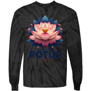 Kamala Harris 2024 Lotus For Potus Trending President Gift Tie-Dye Long Sleeve Shirt