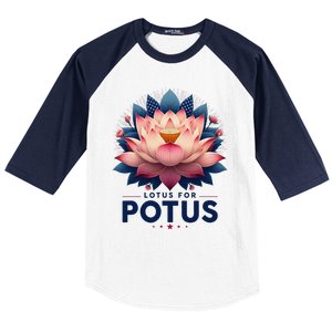 Kamala Harris 2024 Lotus For Potus Trending President Gift Baseball Sleeve Shirt