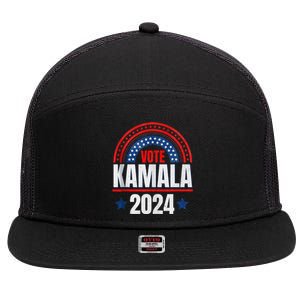 Kamala Harris 2024 Vote For President Election Retro Rainbow 7 Panel Mesh Trucker Snapback Hat