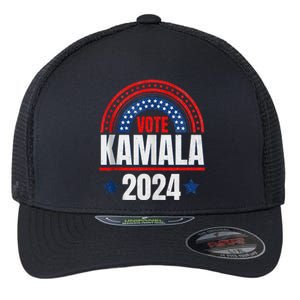 Kamala Harris 2024 Vote For President Election Retro Rainbow Flexfit Unipanel Trucker Cap