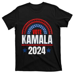 Kamala Harris 2024 Vote For President Election Retro Rainbow T-Shirt