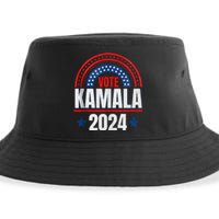 Kamala Harris 2024 Vote For President Election Retro Rainbow Sustainable Bucket Hat