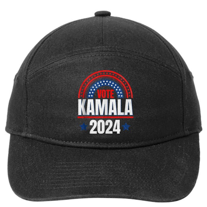 Kamala Harris 2024 Vote For President Election Retro Rainbow 7-Panel Snapback Hat