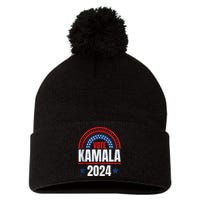 Kamala Harris 2024 Vote For President Election Retro Rainbow Pom Pom 12in Knit Beanie