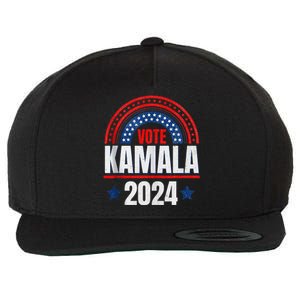 Kamala Harris 2024 Vote For President Election Retro Rainbow Wool Snapback Cap