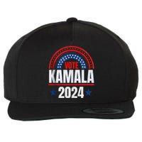 Kamala Harris 2024 Vote For President Election Retro Rainbow Wool Snapback Cap