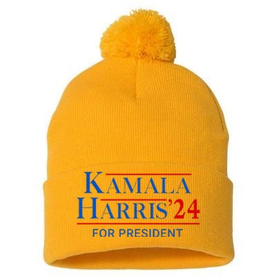 Kamala Harris 24 For President 2024 Pom Pom 12in Knit Beanie