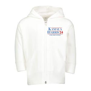 Kamala Harris 24 For President 2024 Toddler Zip Fleece Hoodie